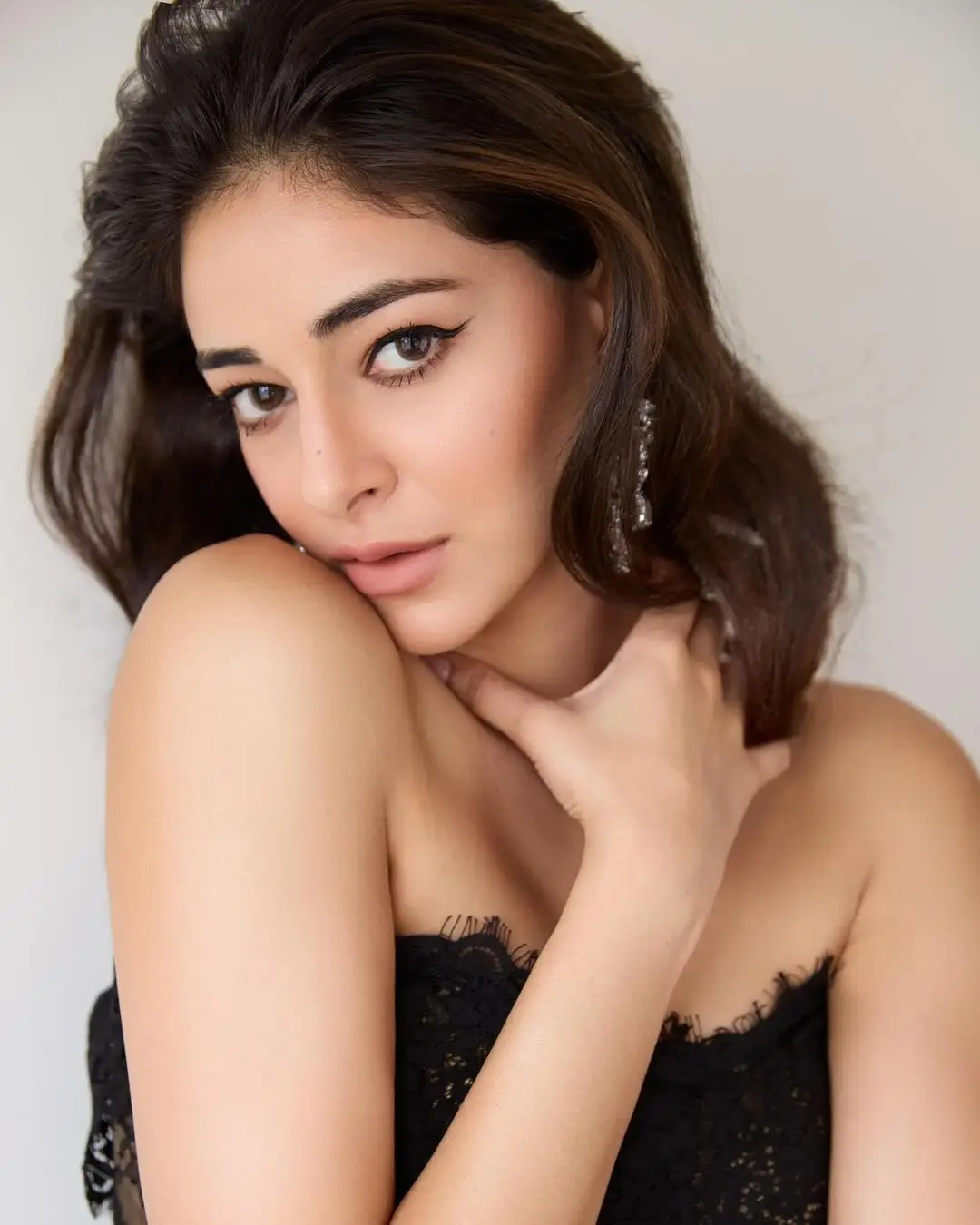 Hindi Actress Ananya Panday In Black Designer Lehenga Choli